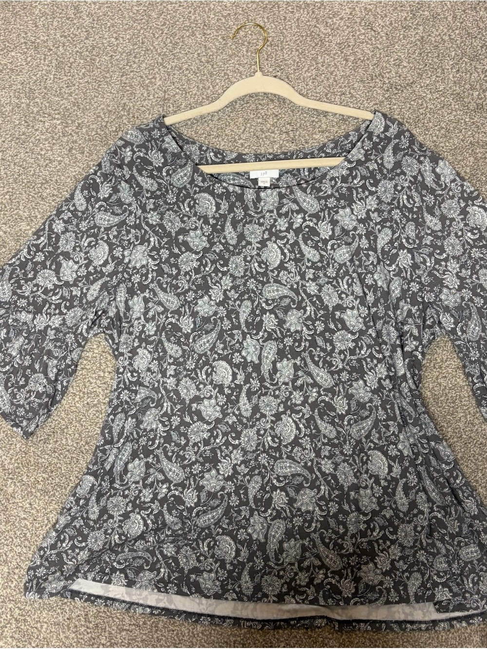 J. Jill Gray Paisley Scoop Neck Top | Size Large | Soft & Effortlessly Chic